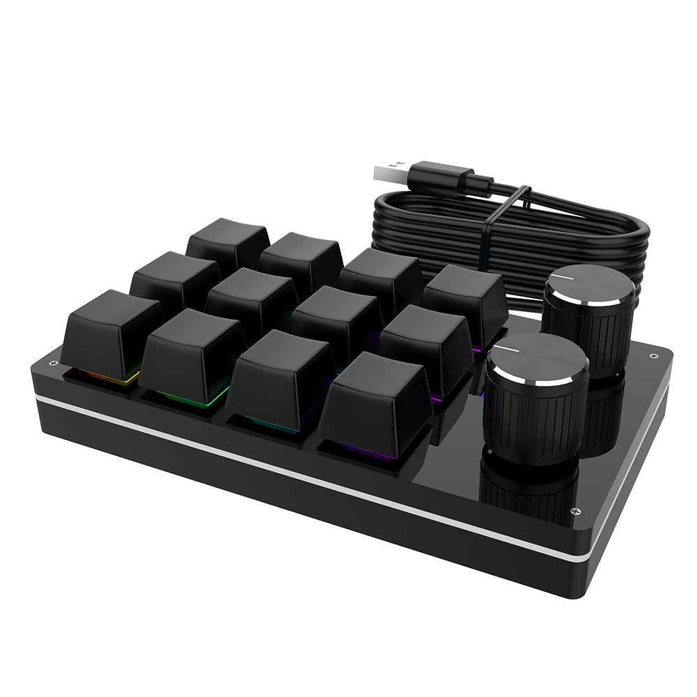 12 klawisz 2 pokrętło klawiatura makro RGB klawiatura mechaniczna gorący zamiana klawiatura niestandardowa klawiatura jednoręczna mini klawiatura robić gier mini klawiatura