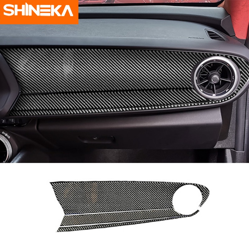 Shineka interiörlister för chevrolet camaro tillbehör kolfiber bil instrumentbräda ramskydd för camaro