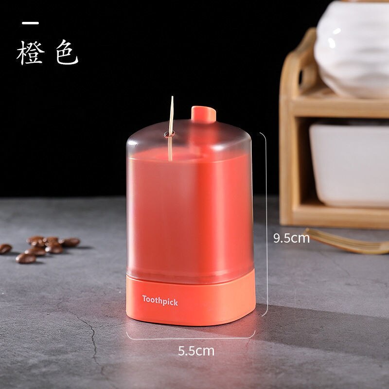 Automatic Toothpick Dispenser Portable Transparent Pop-up Household Table Toothpick Container Storage Box Toothpick Holder2: Orange