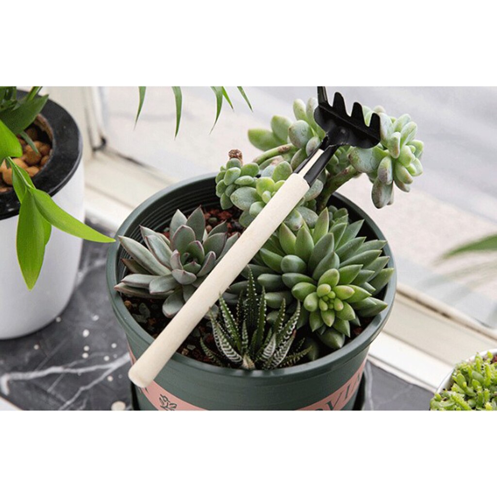 3pcs Miniature Planting Gardening Tool Set Includes Hand Trowel, Hand Rake