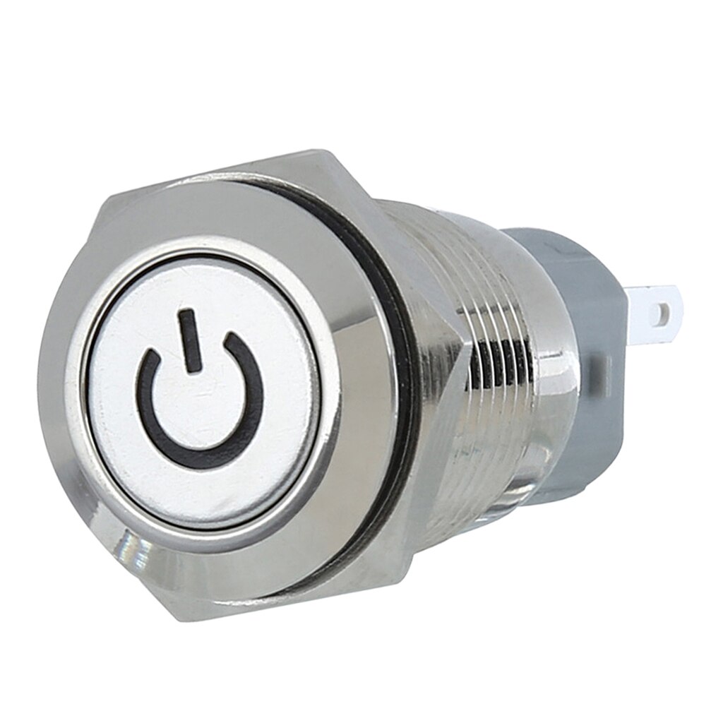 Momentary Push Button Switch Stainless Steel Shell Suitable for 16mm Mounting Hole Red LED Light