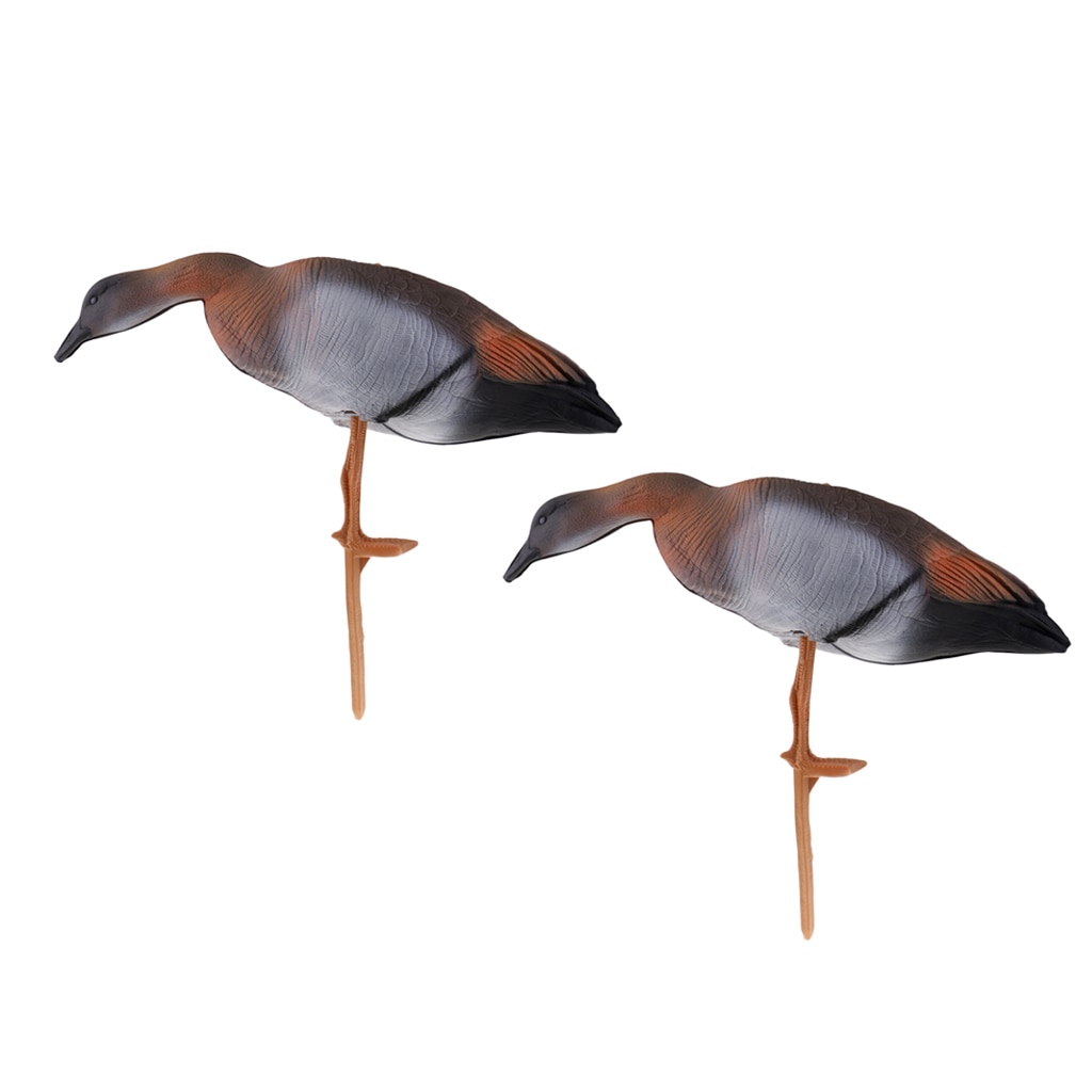 Set Of 2 Goose Decoys Life Size Collapsible Garden Deoration Foraging Geese