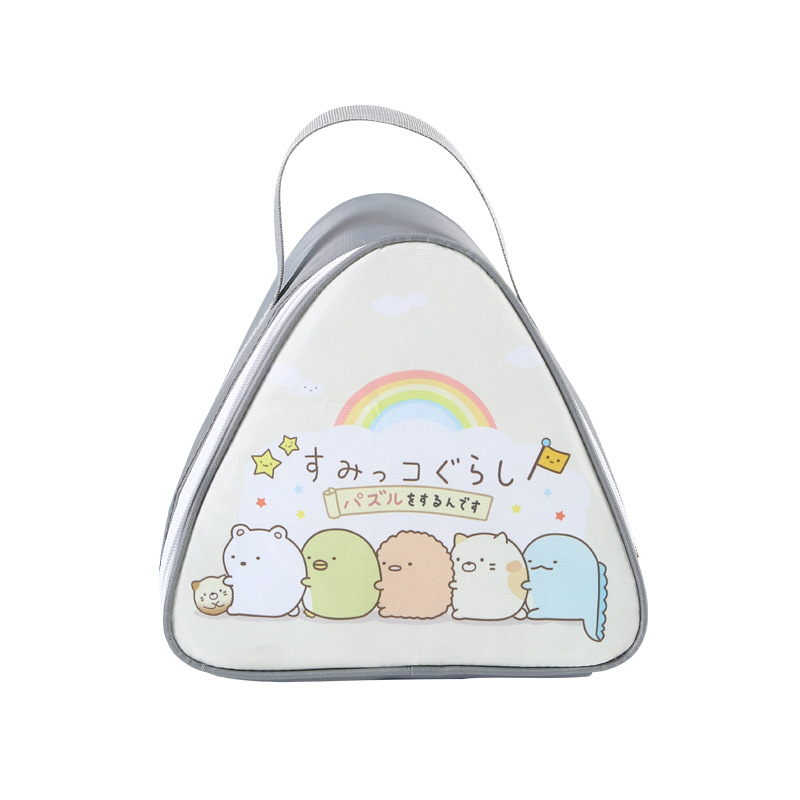 Breakfast Insulation Thermal Bag Small Triangular Rice Ball Lunch Box Bags Cute Portable Food Bento Fresh Pouch for Women Kids: Option 2 / GRAY