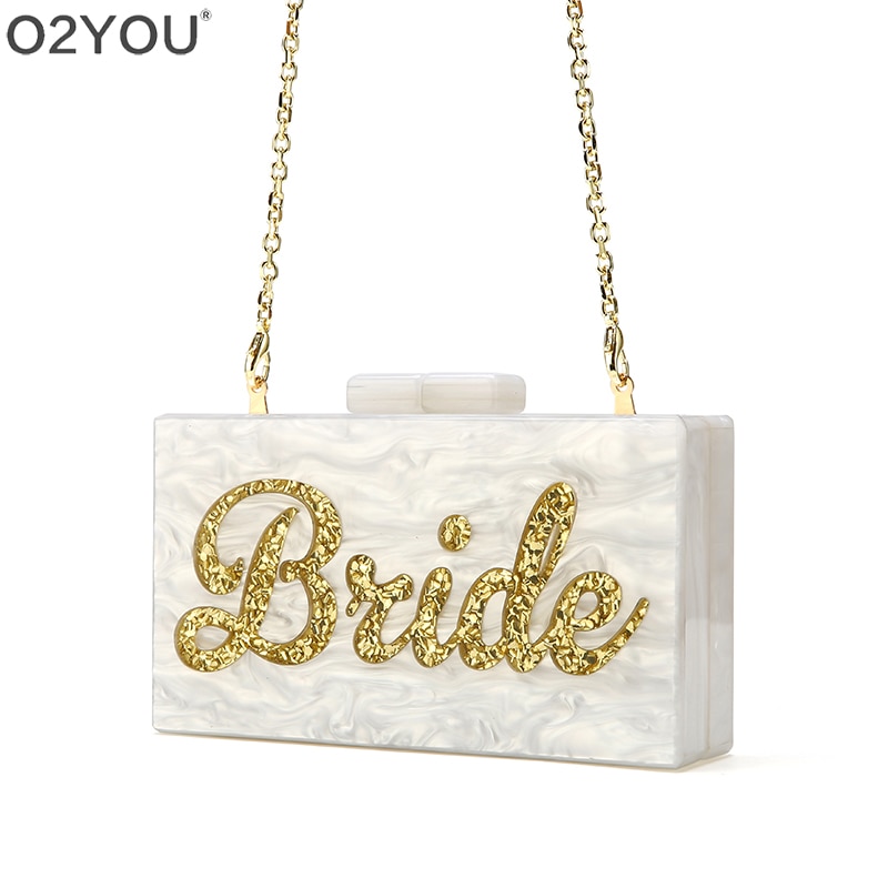 Letter Name Bride Wedding Party Travel Lady Female Acrylic Box Clutches Purse Wallet Small Square Messenger Bag bolsa feminina