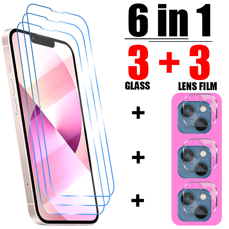 Tempered Glass For iPhone 13 12 11 3 Glass 3 Lens Film For iPhone X XS XR XS Max Protective Glass For iPhone 13 12 11 Pro