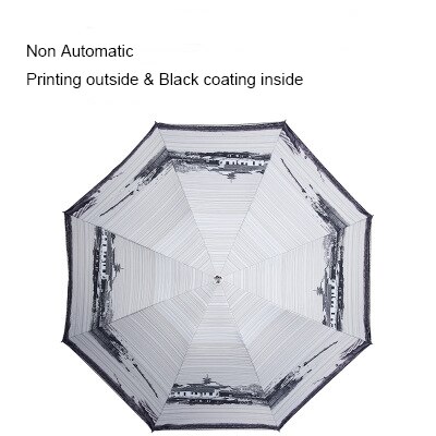 3 Folding Windproof Van Gogh Oil Painting Umbrella Outdoor Women Sun Protection Umbrella For Women Girl: 4.Non Automatic