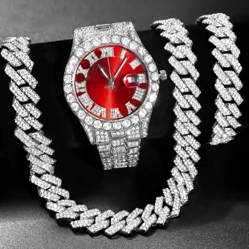 Locket Watch Rapper rhinestone watch hip hop 14mm claw cuban chain rap... – Grandado