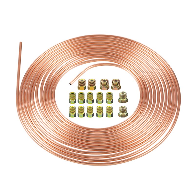 Tubería de freno de cobre-níquel para coche, Kits de accesorios de bobina y ajuste, mangueras 3/16 OD, accesorios de resorte, piezas de repuesto para automóviles, 25 pies