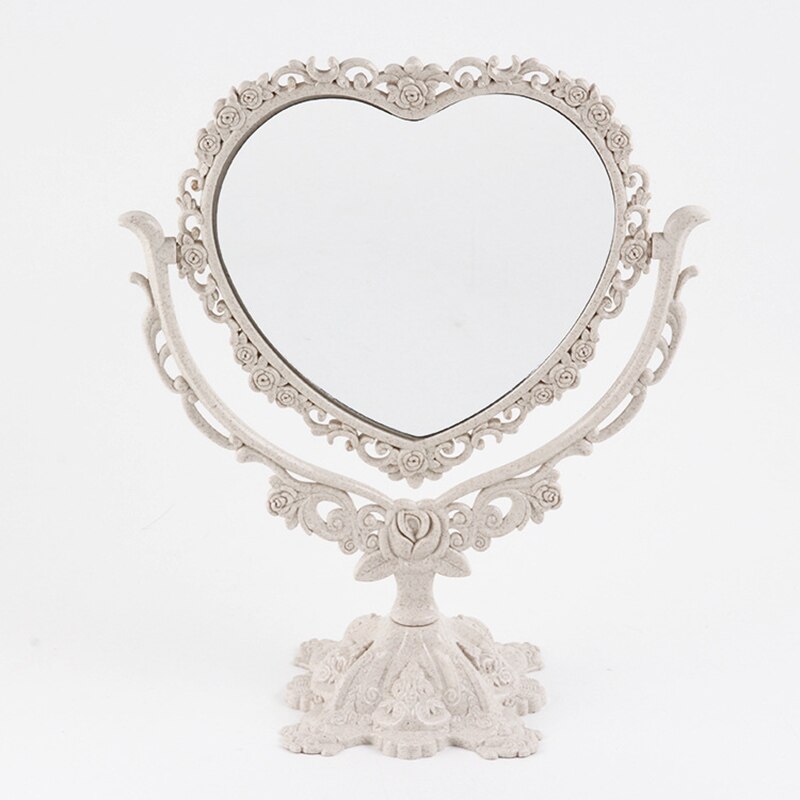 Espejo de maquillaje de escritorio estilo europeo espejo gótico giratorio herramienta de belleza de decoración de Mariposa o rosa redondo Oval forma de corazón espejo de maquillaje
