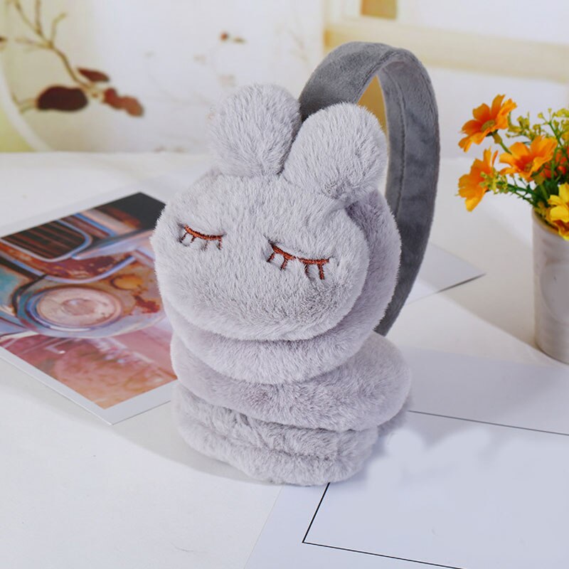Women Cute Rabbit ears fur winter Earmuffs ear muffs warmers comfort warmuffs warm fur headphones for girls winter accessories: Lake Blue