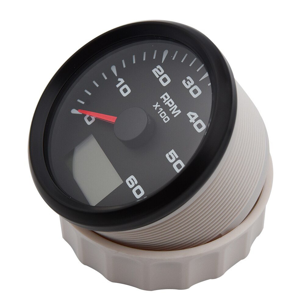 Digital 85mm båt varvräknare moto lcd timmätare 6000 varv / min mätare varvräknare för motorcykel marin bil varvräknare 9-32v varv / minut sensor