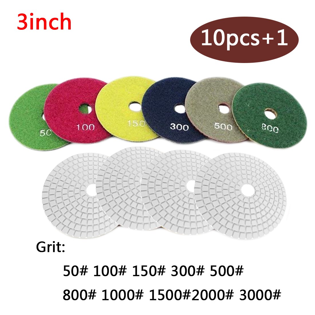 Diamant våd/tør polsk puder slibeskive marmor granit polermaskine fleksibel sten keramisk flise bond fade slibemaskine 80/ 100mm: 3 tommer