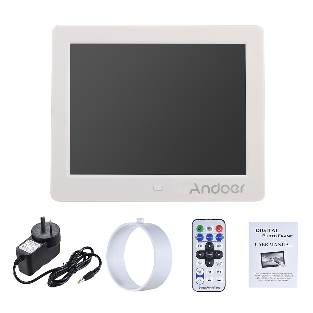 Andoer 8" HD Digital Photo Frame with Alarm Clock MP3 MP4 Movie Player Function with Remote Control