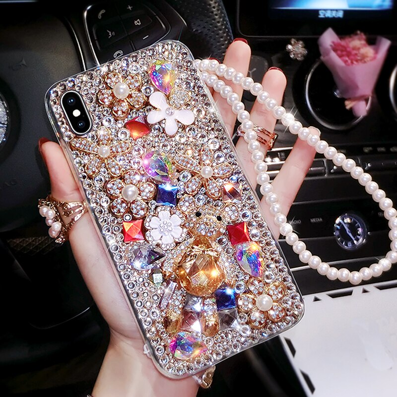 Sunjolly oso Rhinestone funda para samsung Galaxy S20 más S20 Ultra A71 A51 A21 A01 M40S M30S A70S A20S A10S cubierta de diamante de coque