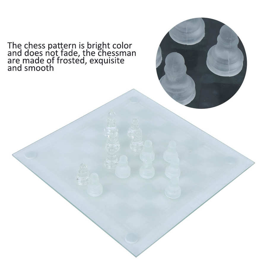 Cristal échecs 20x20cm mat polonais verre cristal International échecs 1 damier et 32 Chessman pour les accessoires de jeux d'échecs