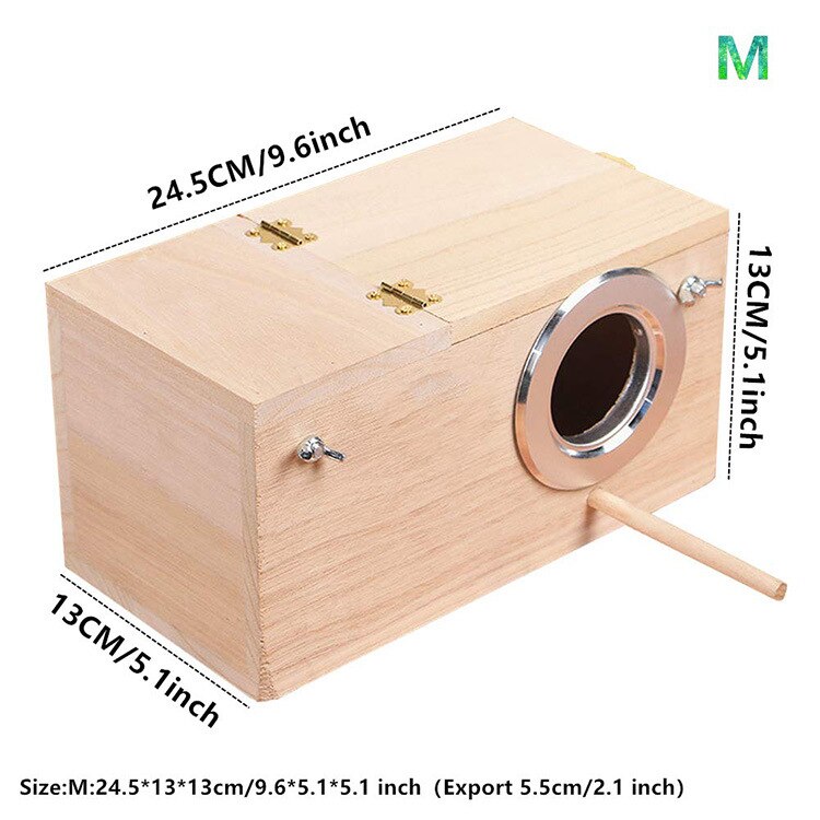 Wooden Bird Cage Breeding Box Nesting Boxes Hatching Cage Case for Parakeets Lovebird Parrot Bird Box: M