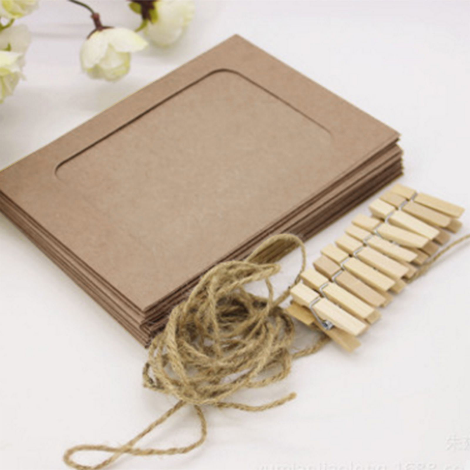 10 Pcs Diy Kraftpapier Fotopapier Frame Met Clips Foto Opknoping Muur Foto Album Touw Familie Geheugen Frame Thuis decor Craft: 2