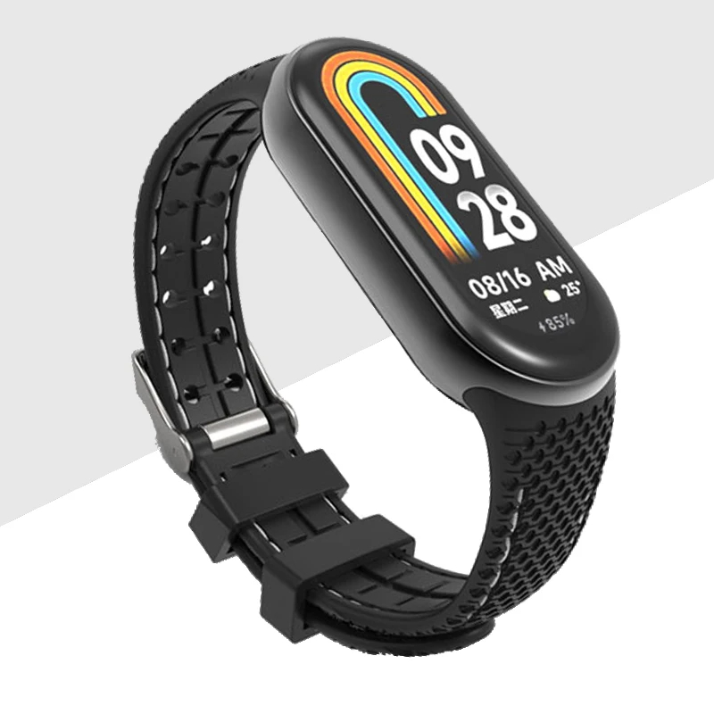Siliconen band voor Mi Band 8 9-armband Rubberen horlogeband Vervanging Smartwatch Pols Correa voor Xiaomi Mi Band 8-band: Steenkool zwart