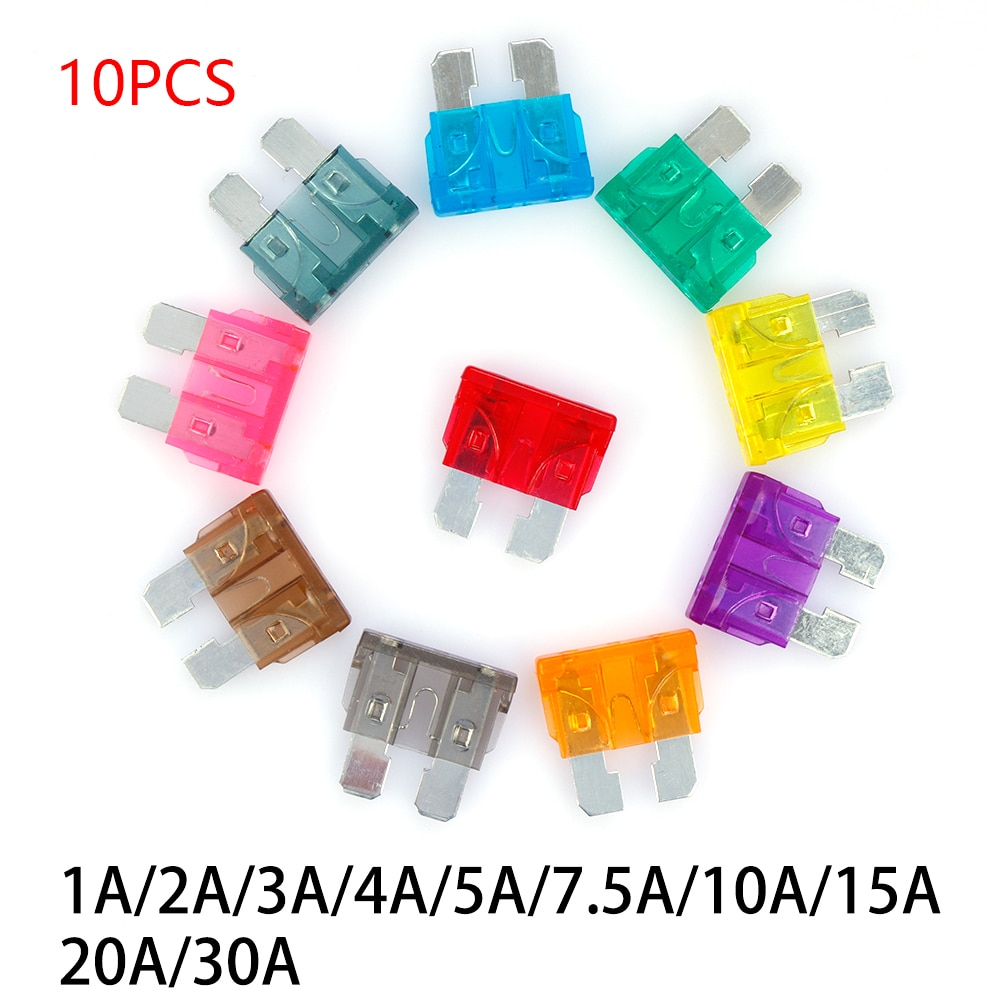 10Pcs Car Auto Medium Size Standaard Blade Fuse Box Plastic Box Assortiment met 1A/2A/3A /4A/5A/7.5A/10A/15A/20A/30A
