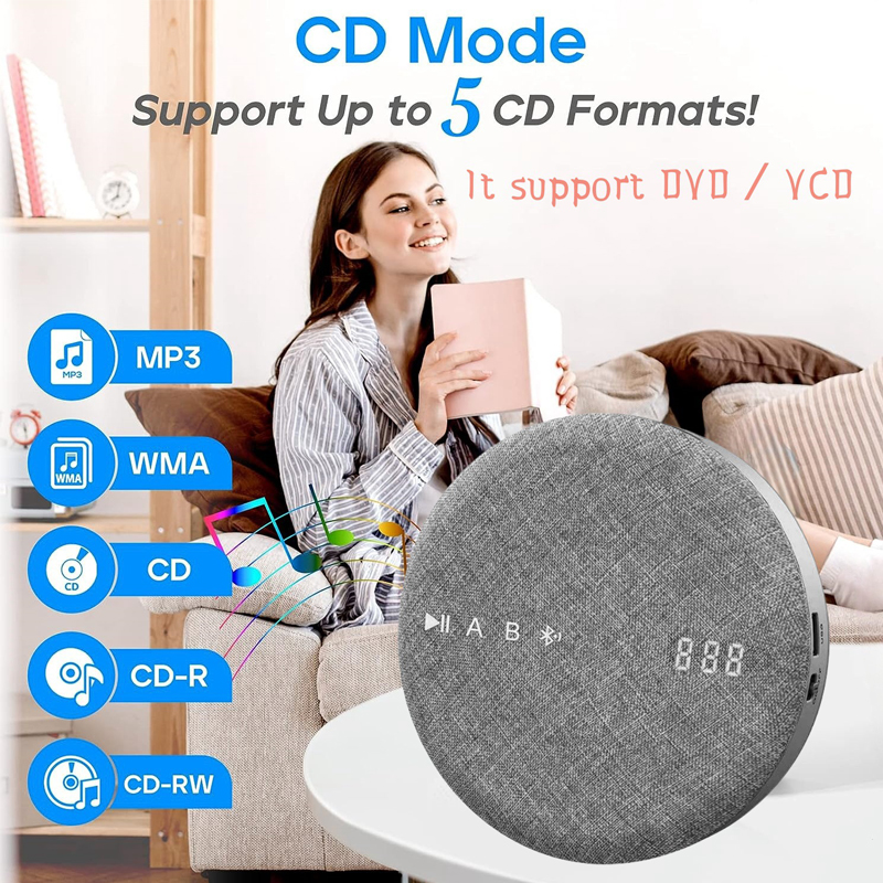 Tragbare CD-Player, multifunktionaler wiederaufladbarer DVD/VCD-Player, Walkman mit Lautsprecher, Bluetooth, USB, MP3, spielbarer Audio-Player