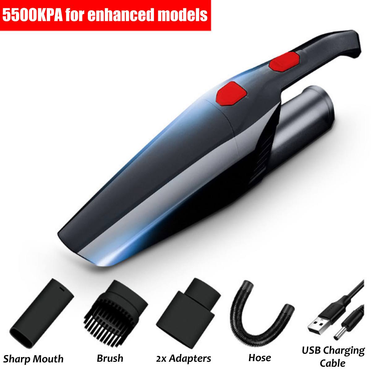 120W 5500/6500pa Strong Power Car Vacuum Cleaner Cordless Wet and Dry Dual Use Auto Portable Vacuums Cleaner For home Office: 5500pa