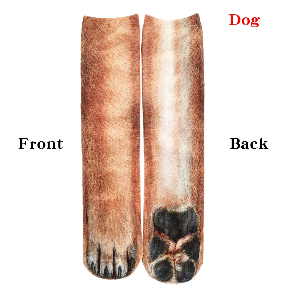 Bomuld sjove sokker kvinder kawaii print animal paw søde sokker 3d print hund kat pote afslappet glad høj ankel mænd sokker: 05