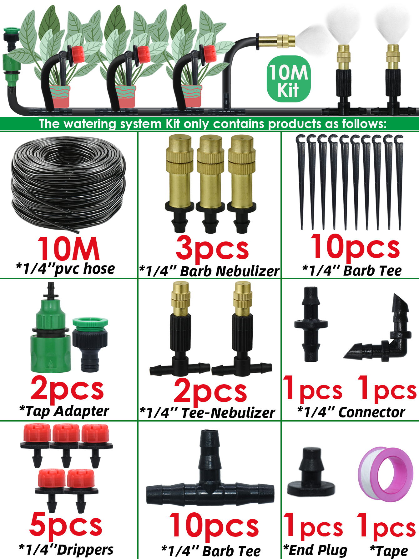 Sprycle 5M-50M Automatic Watering System Kit Garden Micro Drip Irrigation Controller DIY Cooling Mist Spray for Vegetable Flower