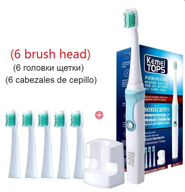 Rechargeable electric toothbrush ultrasonic toothbrush for children kids adults sonic teeth brush waterproof Original unopened: total 6 brush head