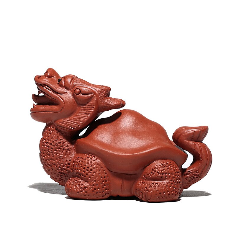 Figura de dragón de la suerte hecha a mano de arcilla púrpura, modelo de tortuga, estatua de animal de té, accesorios de té de Boutique, artesanías, 1 Uds.: C