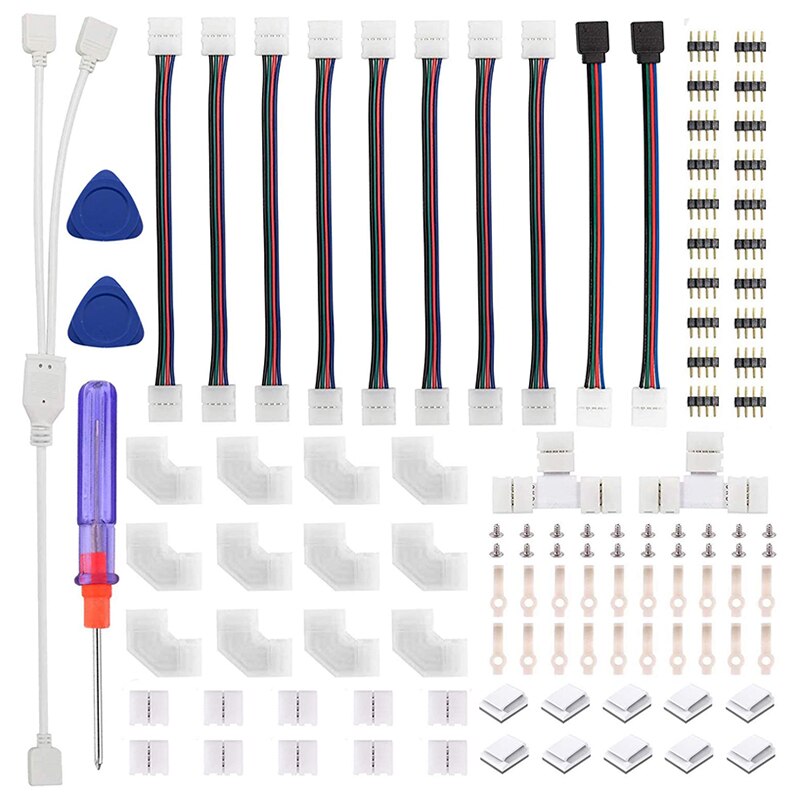 LED Light Bar Connector Kit, 4-Pin LED Connector, LED Light Bar Connector DIY Accessories for 5050 4-Pin RGB LED Light