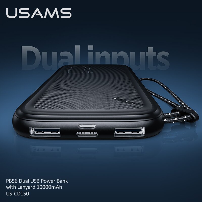 Usams usb tipo c power bank 10000mah carregador de telefone celular duplo usb móvel bateria externa powerbank novo para iphone xiaomi huawei