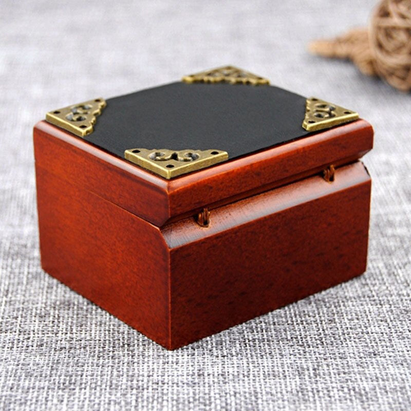 Modest Classical Box Vintage wooden classical music box year's leather ... – Grandado