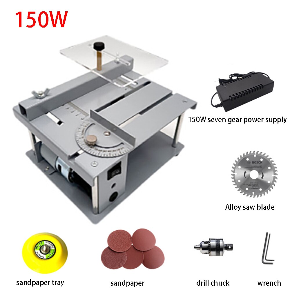 96W/150W Mini Table Saw Small Woodworking Electric Bench Saw Handmade DIY Hobby Model Crafts Cutting Tool