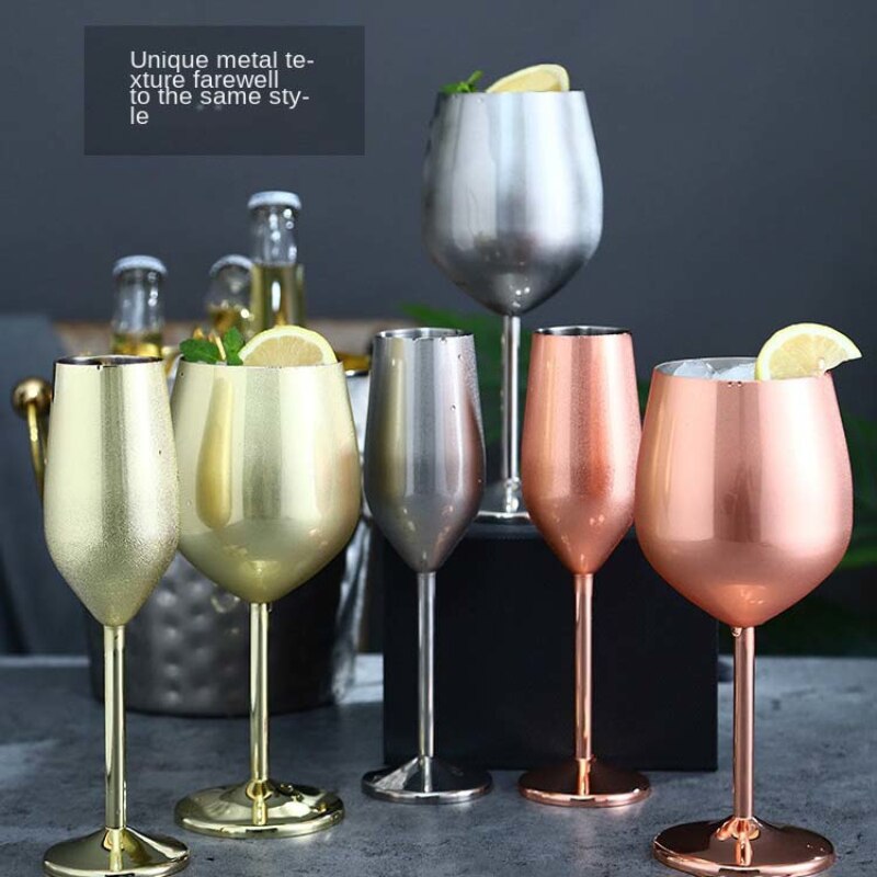 304 Stainless Steel Food Grade Red Wine Goblet Glass Cocktail Glass Metal Wine Glass Bar Restaurant Goblet Rose Gold