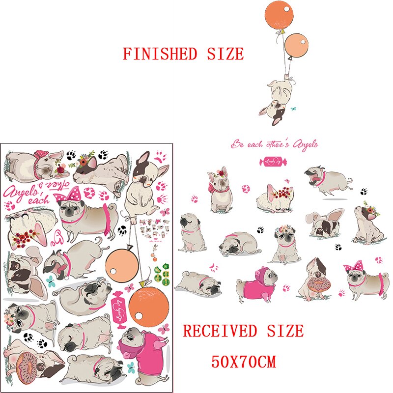 Autocollant mural en PVC pour chien bouledogue français, décoration pour chambre d'enfant, pour salle de bain, accessoire de décoration murale: Bleu
