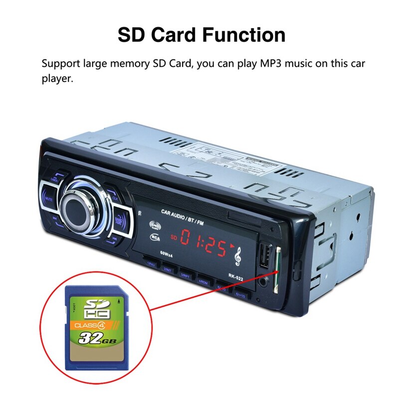 Bil  mp3 spelare bil sd kortläsare usb med bluetooth fm tuner aux i fjärrkontroll rk -522