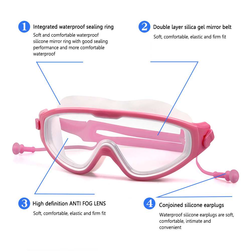 Lunettes de natation pour adultes et enfants, grand cadre, étanche, Anti-buée, HD, , équipement de Protection des yeux