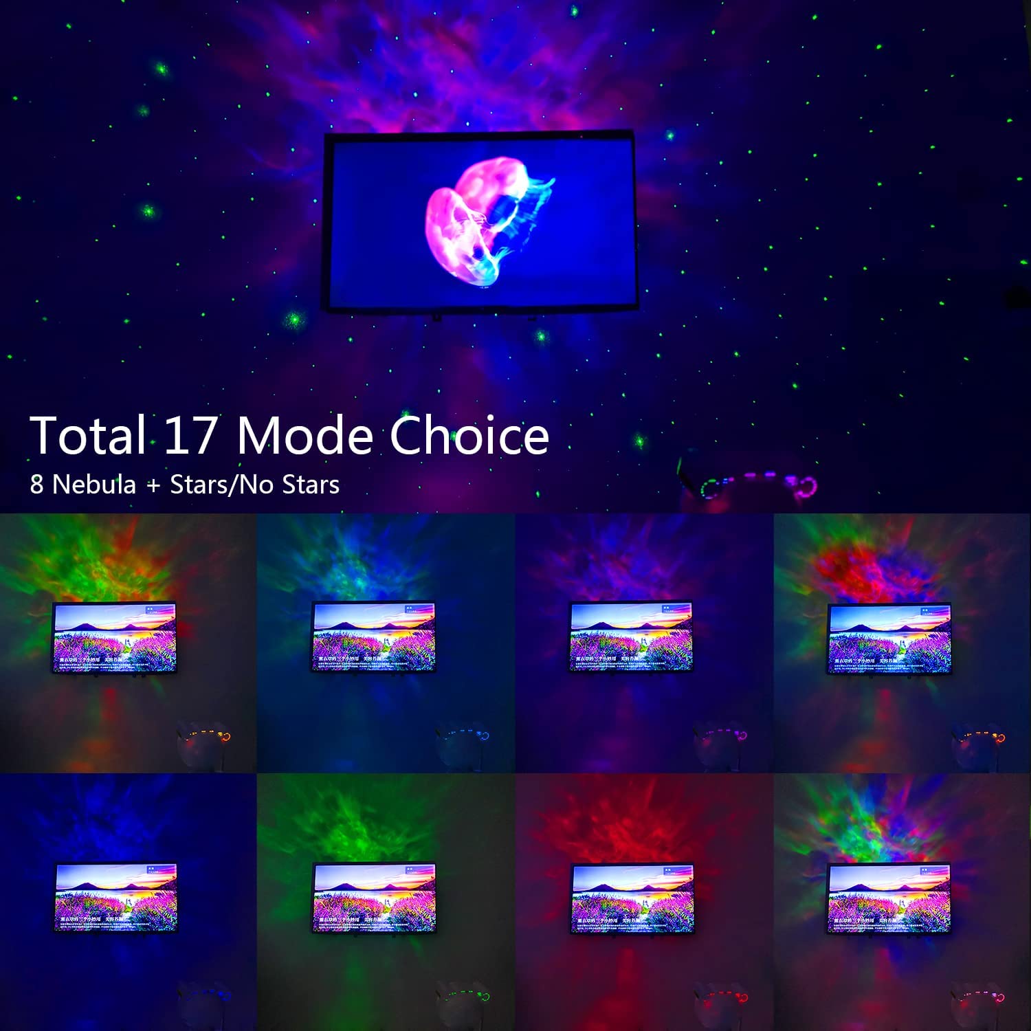 Proyector de estrellas para niños y adultos, luz nocturna con Control remoto, 360 °, ajustable, nebulosa de astronauta, iluminación de galaxia