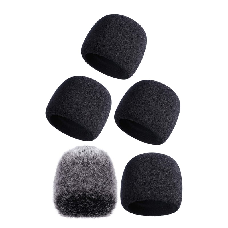 3x mikrofon dæksvamp mikrofon windsn til blå yeti, yeti pro kondensator & (svamp og furry windsn , 2 pakke): Default Title