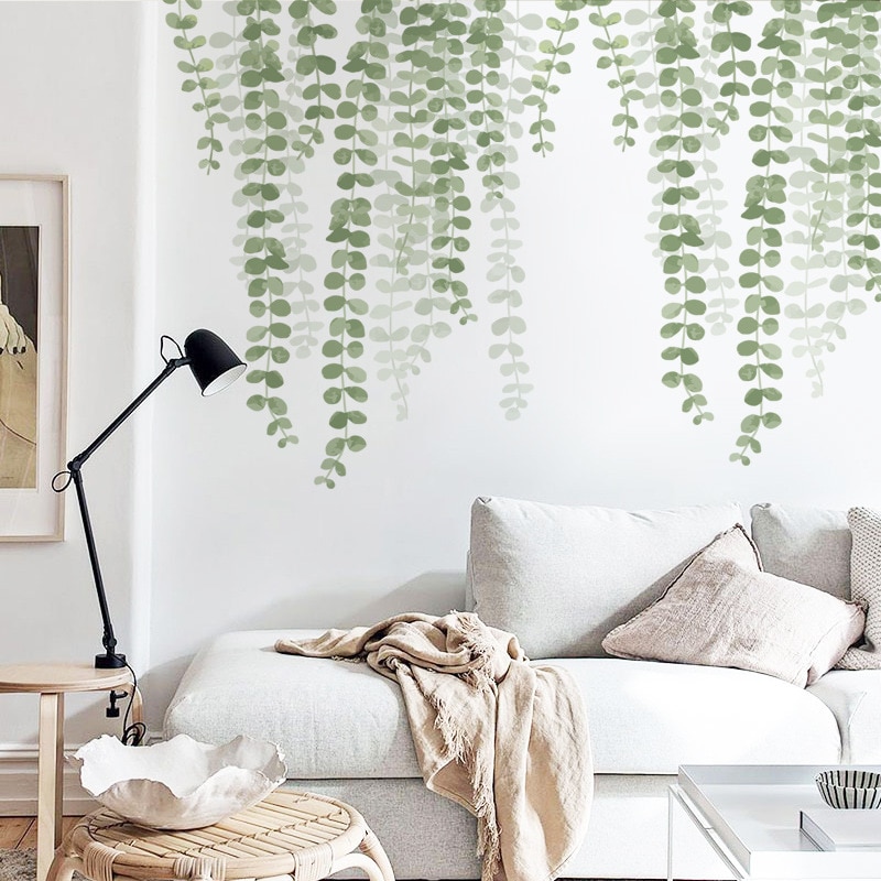 85*73cm Removable Green Leaf Vine Wall Stickers fo... – Grandado