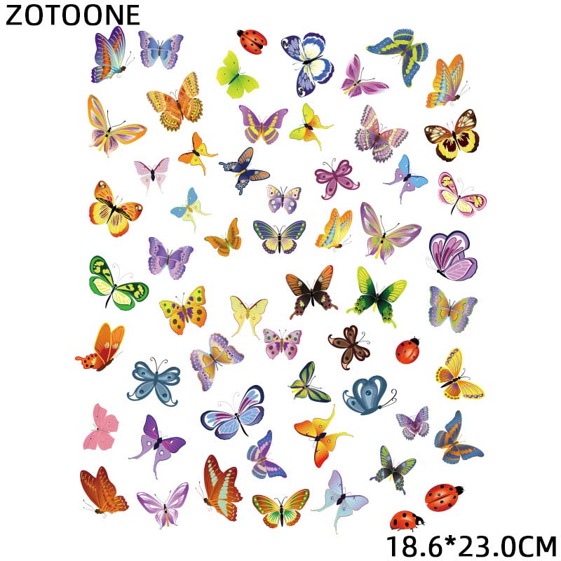 Zotoone Dier Patches Kleurrijke Vlinder Stickers Ijzer Op Transfers Voor Kleding T-shirt Diy Warmteoverdracht Voor Kids Applicaties G: Default Title