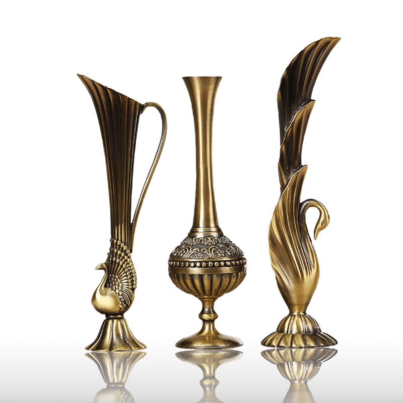 Europæisk retro påfugl vase metal kobber guld/bronze lille vase moderne bord jardinie hjemme dekorativ blomsterflaske/kande
