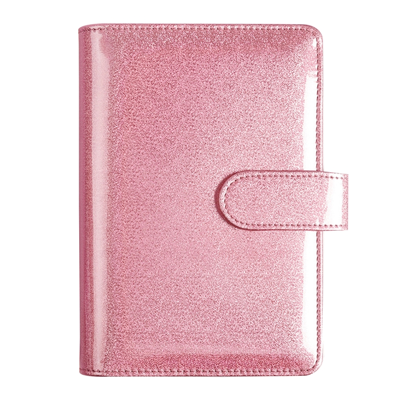 57EC 6-Ring Binder Notebook Paper Cover A5 Imulation Leather Cover School Stationery: Rose gold