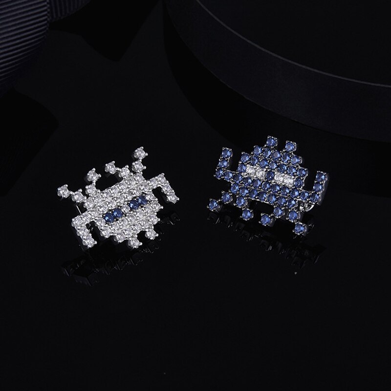 925 Sterling Silver Love 80s Pixel Robot Brooch Cute Brooch Pin for Women Girl Wedding Jewelry