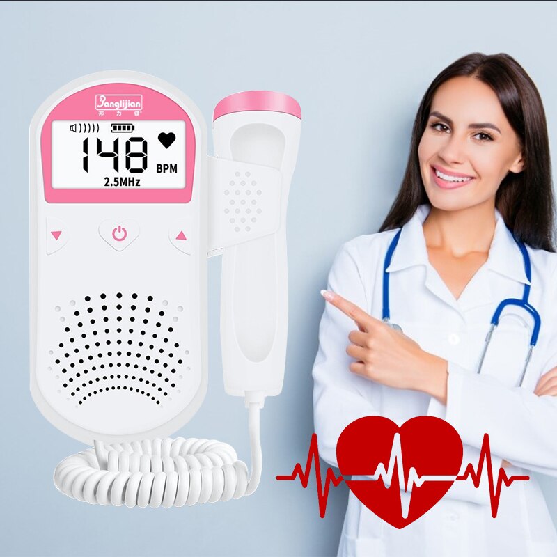 Doppler Foetale Monitor Foetale Doppler 2.5M Prenatale Baby Hartslag Detector Huishoudelijke Sonar Doppler Stethoscoop Zwangere Vrouwen