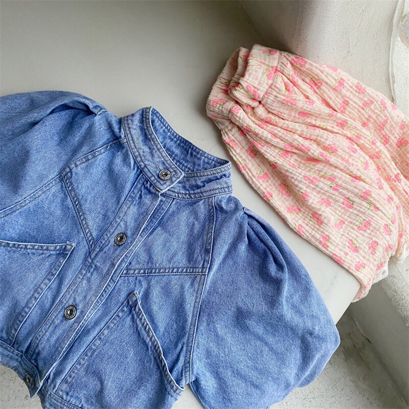 HoneyCherry Girls Spring Denim Jacket 2022 Spring Girls Retro Denim Short Top Jacket Clothes for teenagers