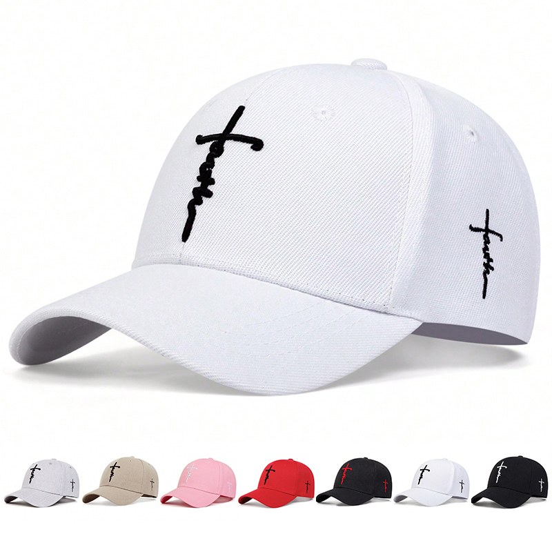 Gorras de béisbol con bordado de cruz y letras Unisex, gorras informales ajustables para exteriores, gorra deportiva con protección solar para primavera y otoño