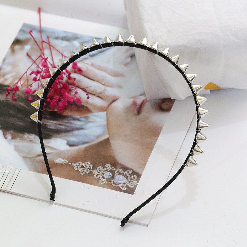 1PC Cool Metal Headband Spike Rivets Studded Band Party Punk Hair Clips Gothic style Hair Accessories: 2