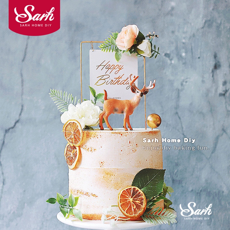 Fer fleur décoration de gâteau Sika cerf décorations joyeux anniversaire fête pour bébé douche anniversaire fournitures
