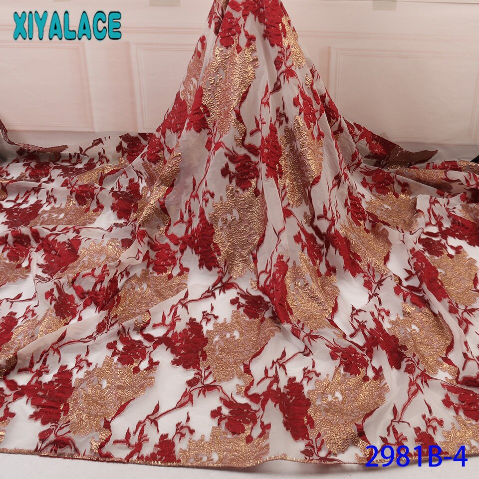 Tecidos de renda líquida nigeriano bordado brocado tecido renda alta qualidade africano francês tule renda para a mulher KS2981B-1